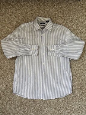 Hugo Boss Men’s Purple Striped Button-Up Dress Shirt 16.5 32/33